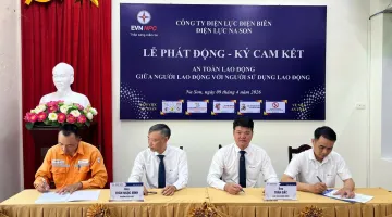 Điện lực Na Son tổ chức lễ phát động và ký cam kết an toàn lao động năm 2026