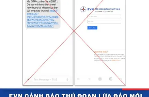 EVN cảnh báo thủ đoạn lừa đảo mới bằng tin nhắn OTP giả mạo