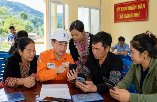 Điện lực Tủa Chùa (Công ty Điện lực Điện Biên) hướng dẫn người dân cài đặt ứng dụng chăm sóc khách hàng